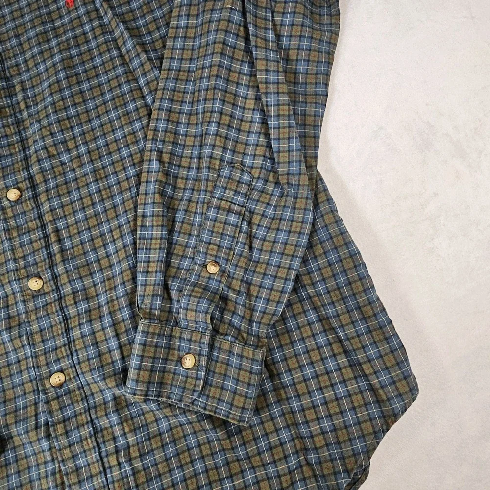 Polo Ralph Lauren Plaid Button Down Shirt Men's Size Large Classic Fit Gray